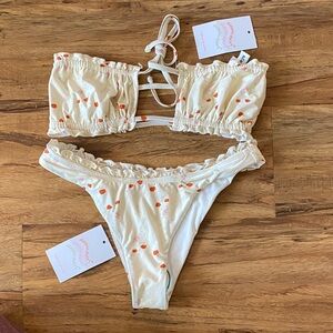 Dippin’ Daisy’s bikini set Byron bottom/rikki top bandeau super cheeky XS/S NWT